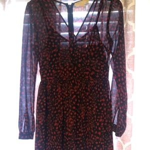 Michael Kors red and black fit and flare dress